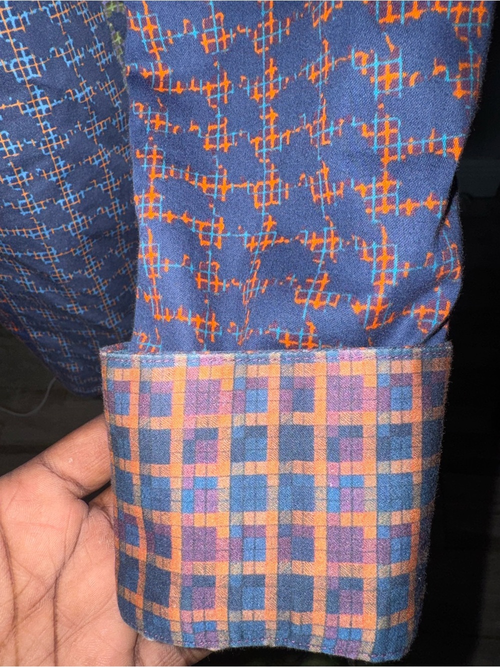 Robert Graham Navy Multicolor Patchwork Button-Down Shirt - Picture 5 of 6